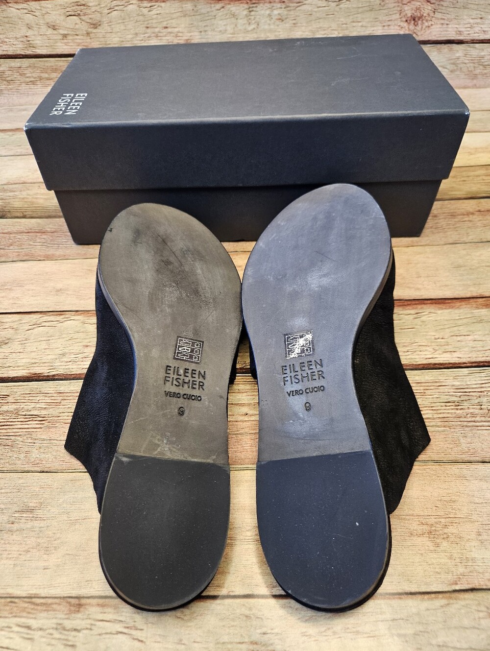 Eileen Fisher tumbled leather open-toe mules. Size 9 - Picture 5 of 7